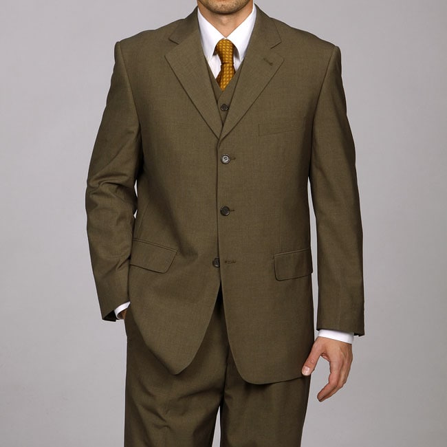 Shop Ferrecci Men's 3-piece Olive Suit - Free Shipping Today ...