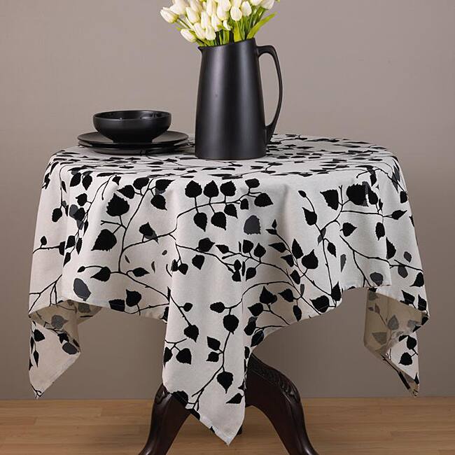 Flocked Leaf Print 54-inch Square Tablecloth