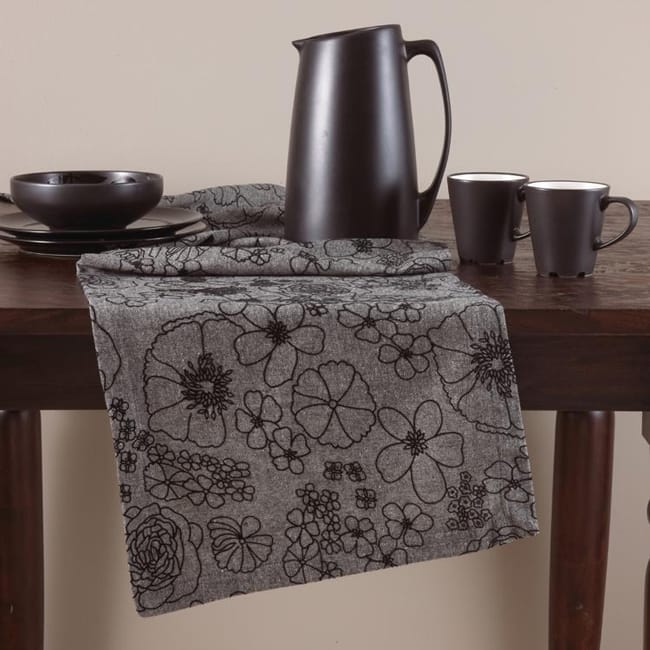 Grey Floral 16x72-inch Table Runner