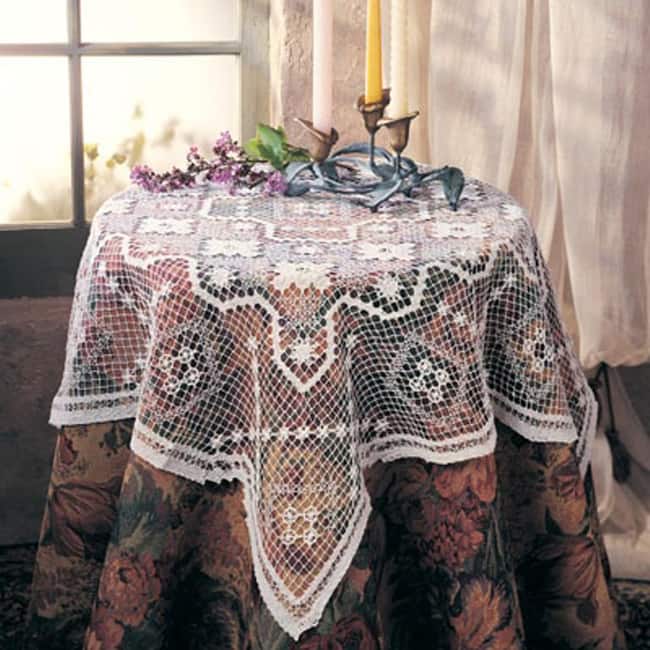 Tuscany White Lace 45-inch Round Tablecloth