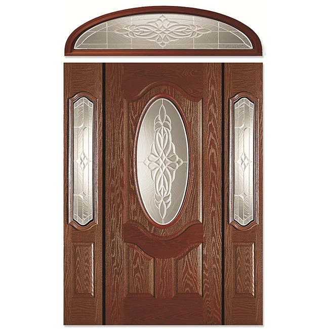 Conception Fiberglass Pre hung Door Unit with Oval Glass and Two 