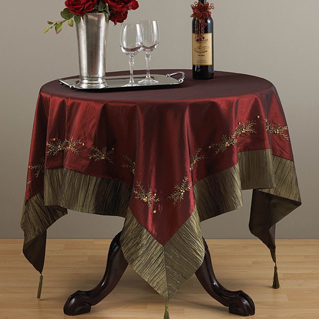 Embroidered Burgundy 60x60 Square Tablecloth - Free Shipping Today ...