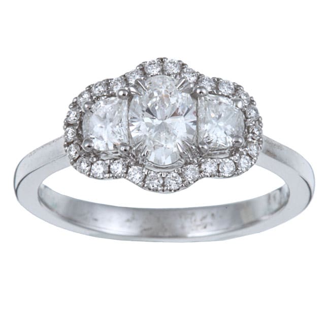   White Gold 1ct TDW Diamond 3 stone Ring (G H, VS1 VS2)  