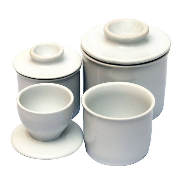Le Chef French White Ceramic 3-piece Butter Keeper Set