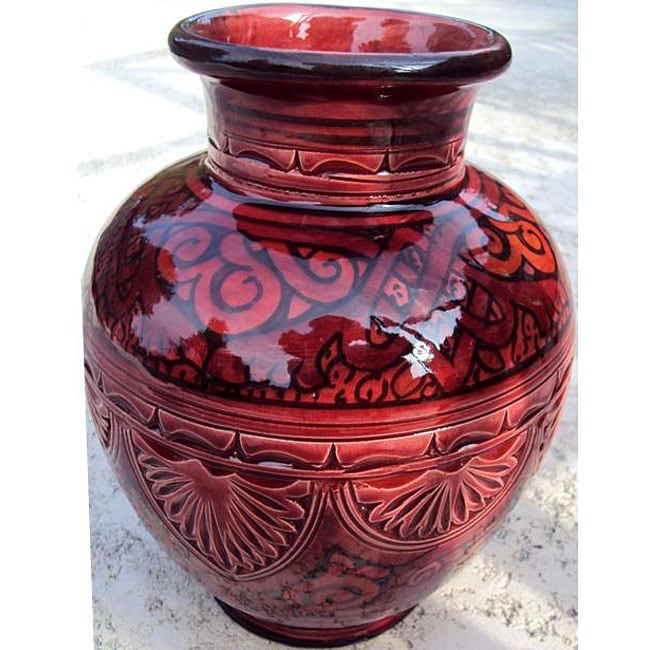 Ceramic Engraved Chili Vase (Morocco)  
