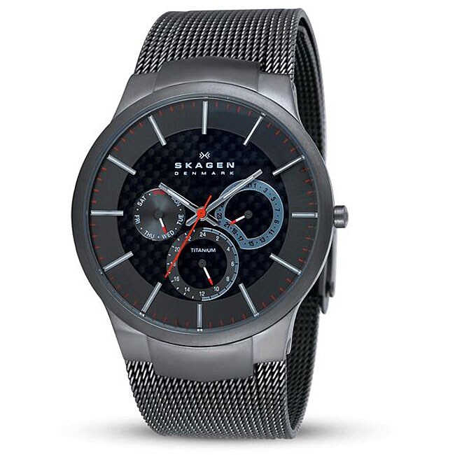 Skagen Men's Grey Titanium Multifunction Mesh Watch - Overstock ...