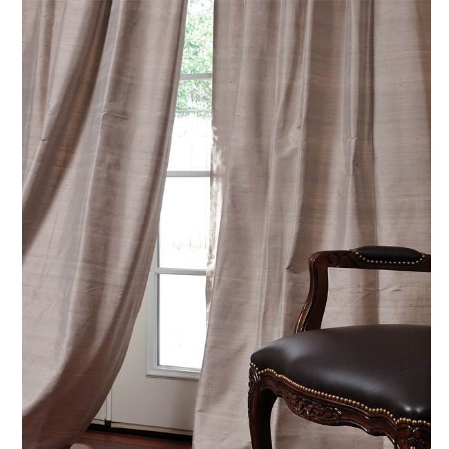 Exclusive Fabrics Signature Warm Grey 108-inch Textured Silk Curtain Panel