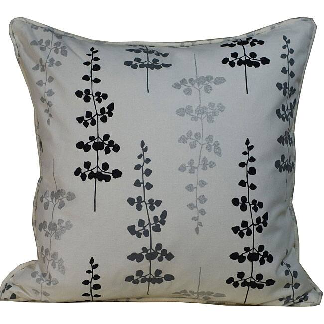 Outdoor Black Leaves Decorative Pillow - Grey