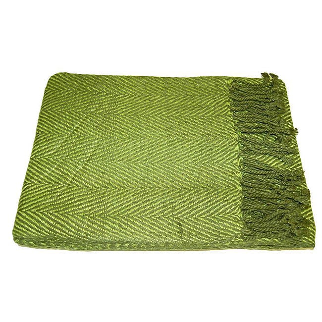 Shop Handmade Silk Olive Green Throw (India) - Free Shipping Today ...