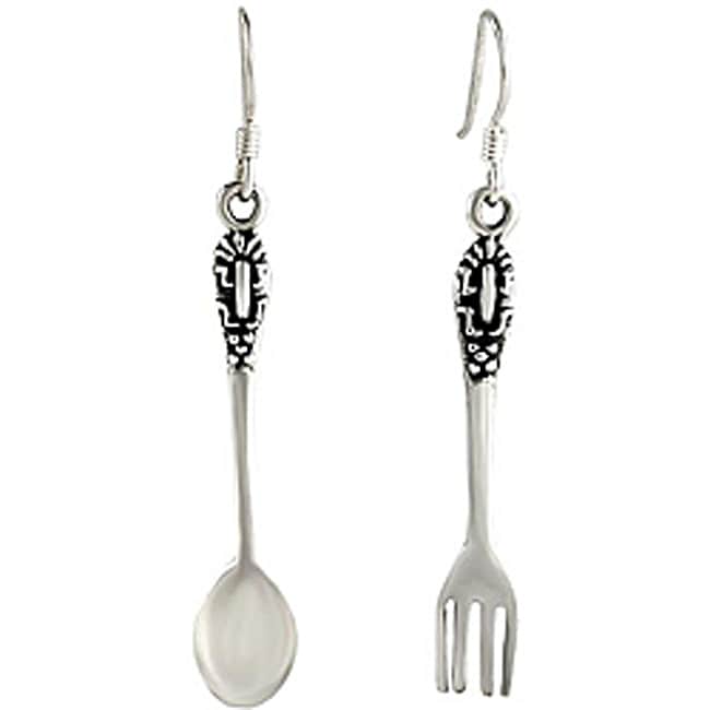Sterling Silver Fork and Spoon Earrings  