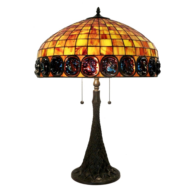 Tiffany style 2 light Bronze Table Lamp