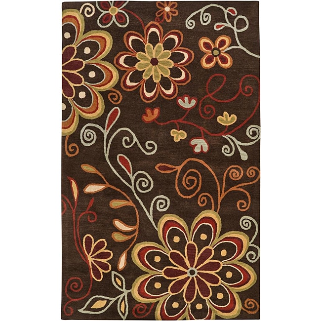 Hand tufted Whimsy Chocolate Wool Rug (8 x 11)  