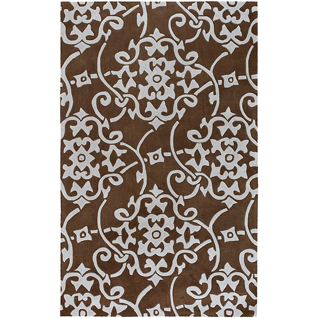Hand tufted Retro Chic Pale Blue Poly Acrylic Rug (8 x 11)