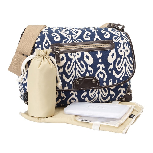 OiOi Blue Ikat Messenger Diaper Bag