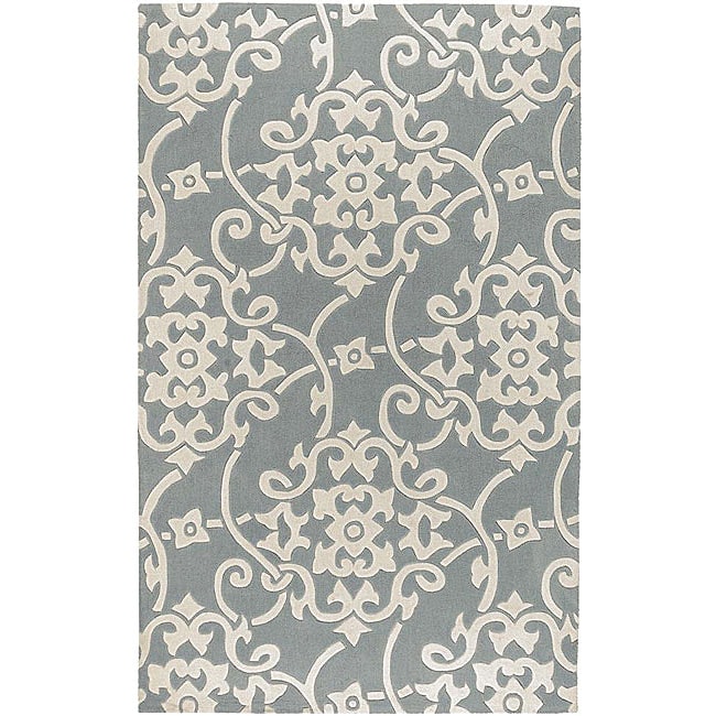 Hand tufted Grey Floral Rug (8 x 11)  