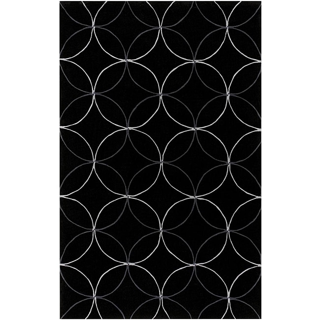 Hand tufted Contemporary Retro Chci Black Geometric Abstract Rug (5 x