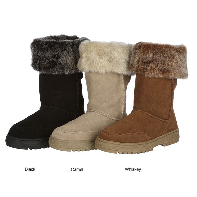 Rampage Women's 'Ashlee' Suede Faux Fur Boots - Free Shipping On Orders ...