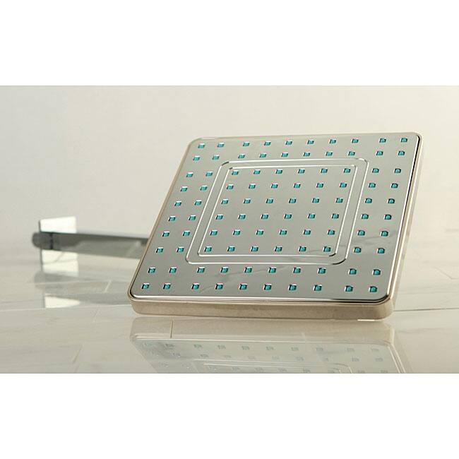 Square 8-inch Rain Shower Head with 16-inch Solid Brass Shower Arm