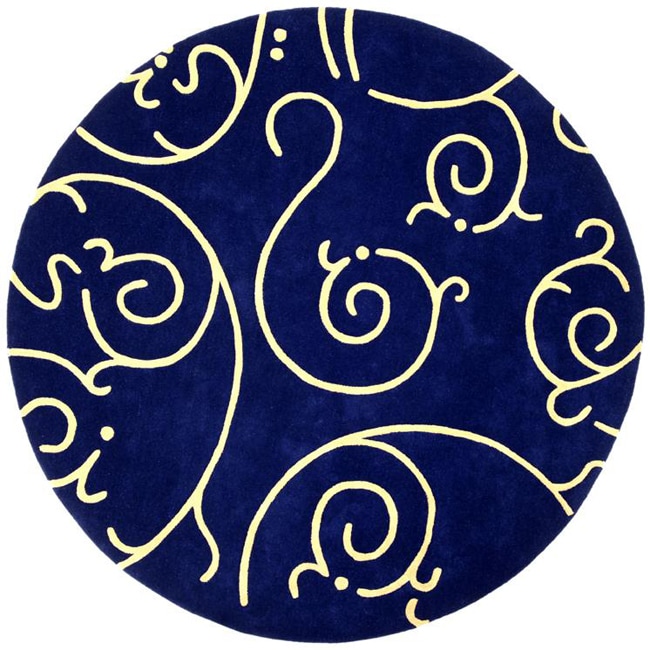 Hand tufted Blue Archer Round Wool Rug (6 Round)