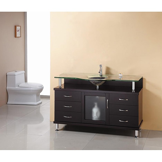 Virtu Usa Vincente 55 inch Single Sink Bathroom Vanity Set