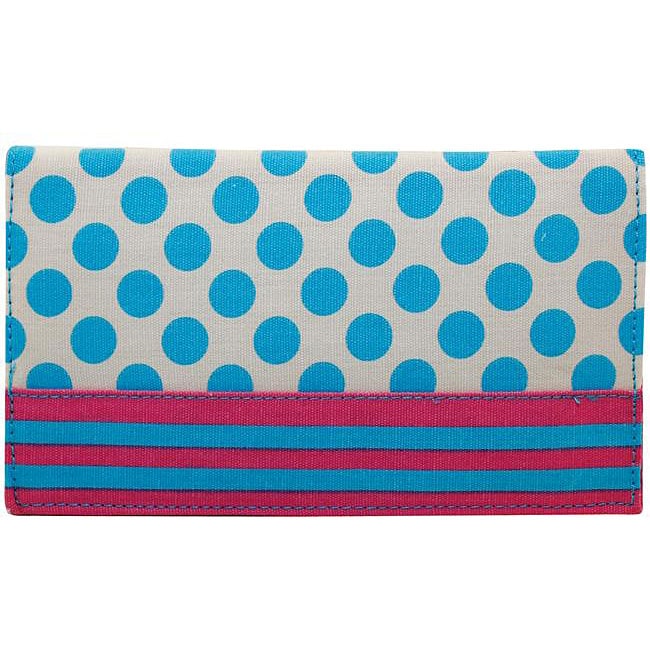 Blue Dot Canvas Checkbook Cover  