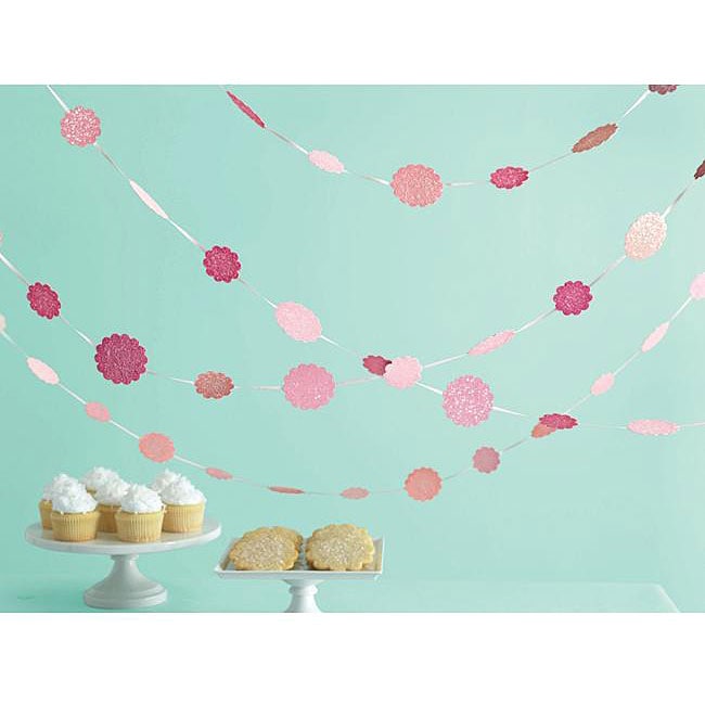 Martha Stewart Pink Glitter Dots 20 foot Garland  