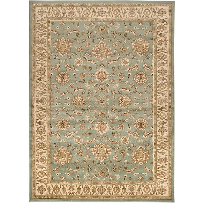 Loomed Free Form Seafoam Border Rug (79 x 1112)  