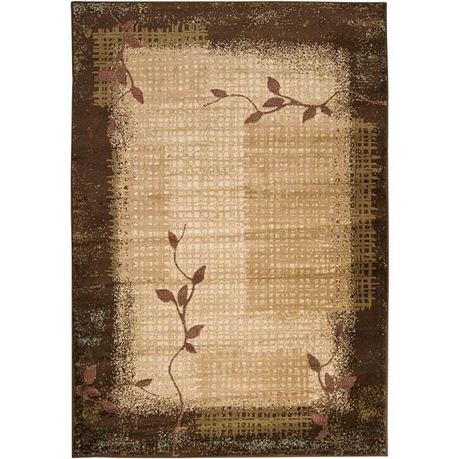 Loomed Free Form Chocolate Border Rug (79 x 112)