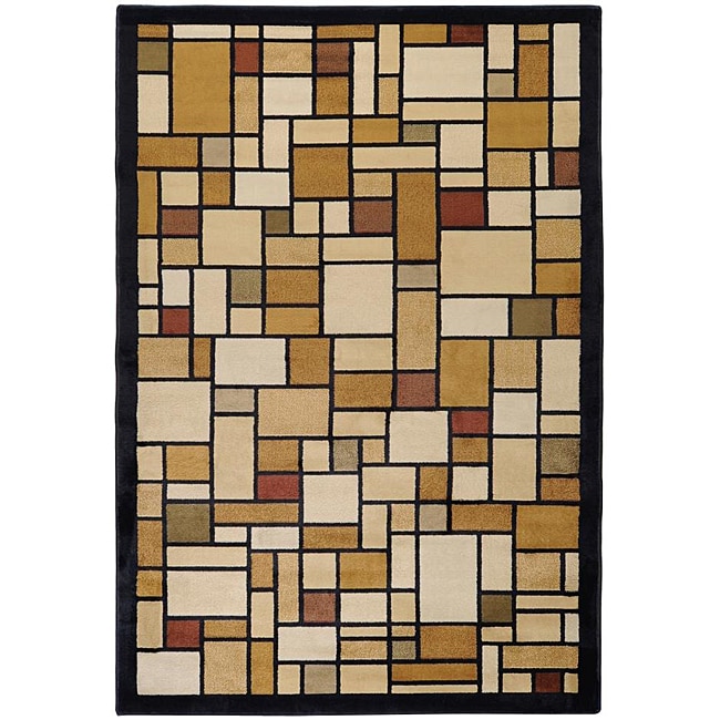 Loomed Cubism Gold Geometric Rug (710 X 1010)