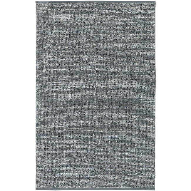 Hand woven Cottage Grey Blue Natural Fiber Jute Rug (2 X 3)