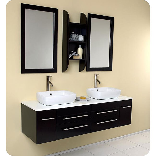   Bellezza Espresso Double vessel Sink Bathroom Vanity  