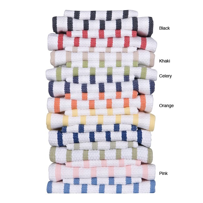 Gourmet Classics Striped Basketweave Kitchen Towels (Set of 4) Free