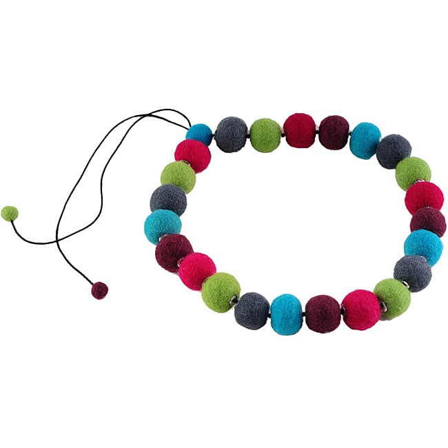 Wool Rainbow Necklace and Bracelet Jewelry Set (Nepal)  