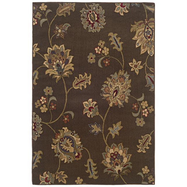 Indoor Brown Floral Rug (5 x 76)  