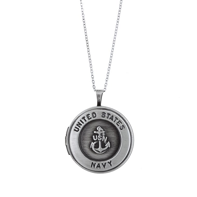 Sterling Essentials Sterling Silver 18 inch Navy Locket Necklace 