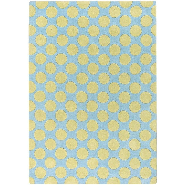 Shop Handtufted Light Blue Geometric Rug (6' x 9') Free Shipping