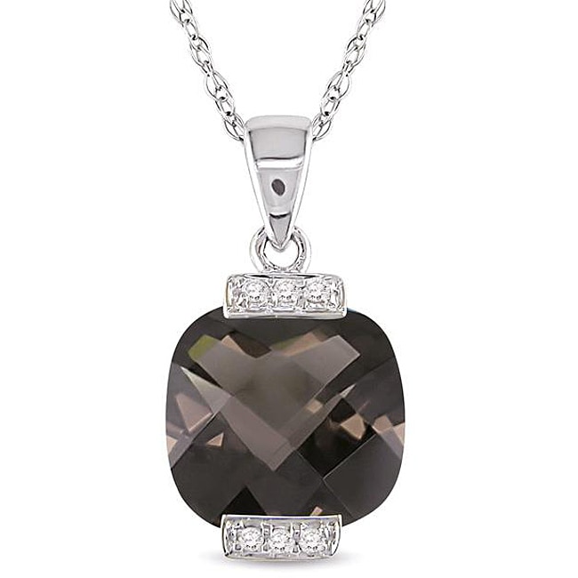 10k White Gold Smokey Quartz and Diamond Necklace MSRP $ 