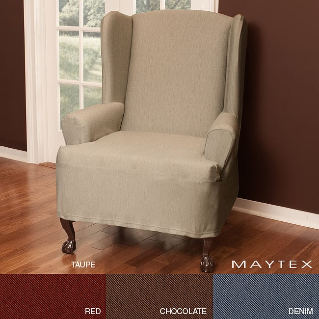 Stretch Twill Wing Chair Slipcover