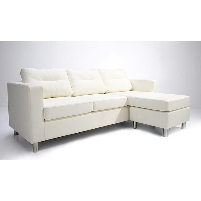 San Francisco White Convertible Sectional Sofa And Ottoman