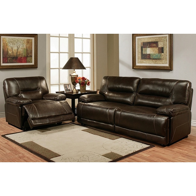 Barrington Premium Italian Leather Sofa and Recliner Set   