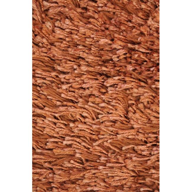 Hand-made Orange Wool Shag Rug (5' x 8') - 5' x 8'/Surplus
