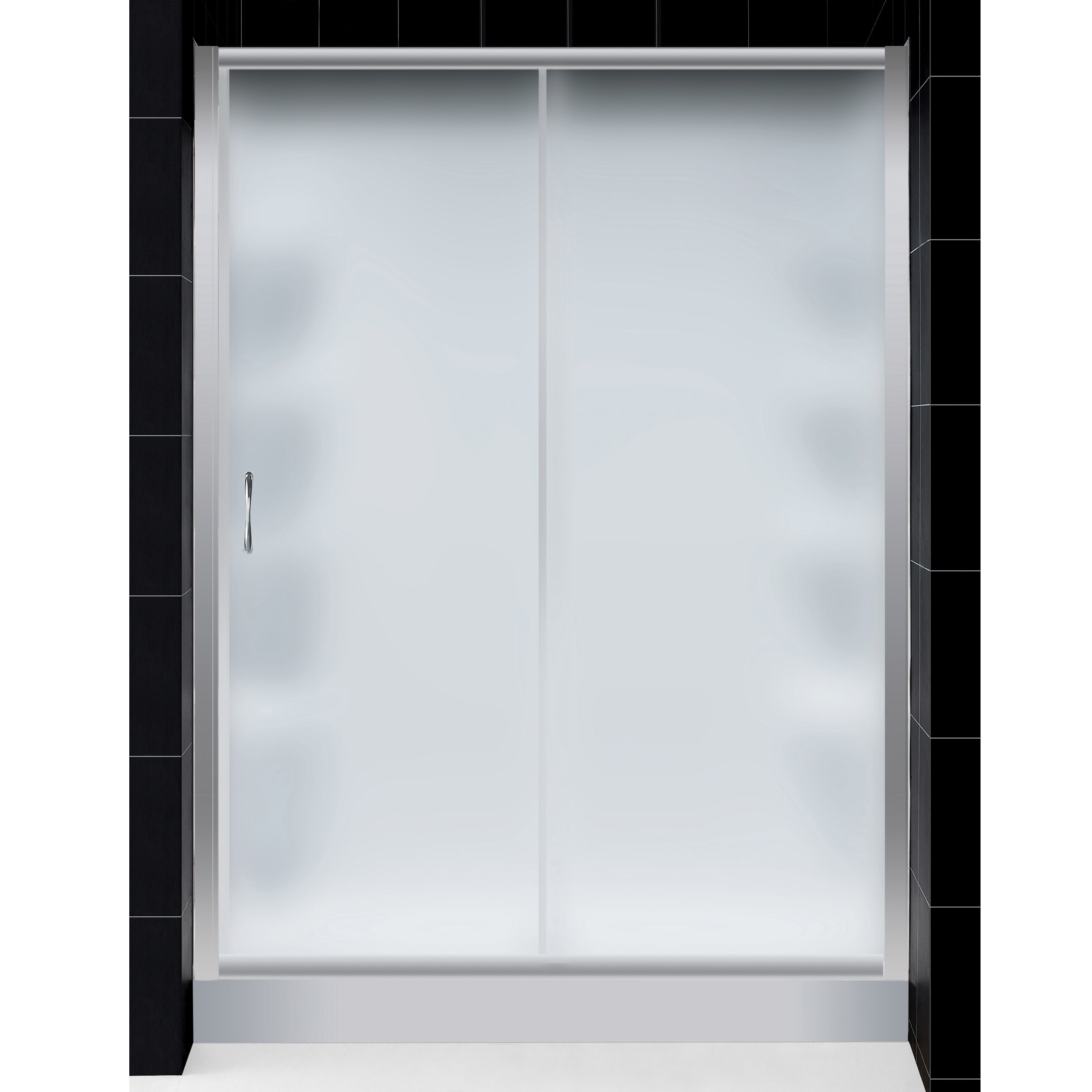   Infinity 30x60 Frosted Glass Shower Door with BackWall and Tray Combo