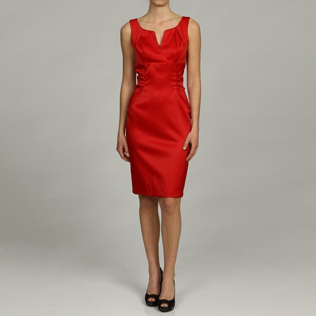 London Times Women's Red Satin Sheath Dress - 13339728 - Overstock.com ...