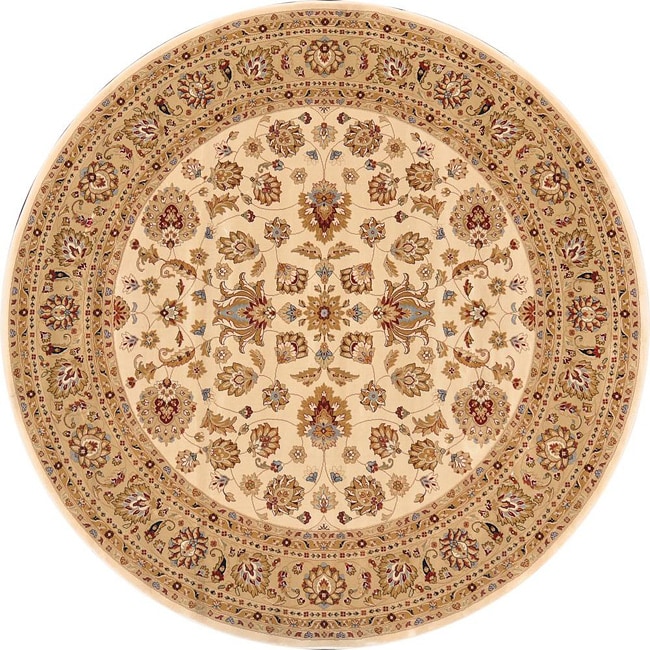 Hand tufted Primeval Ivory Oriental Area Rug (77 Round)