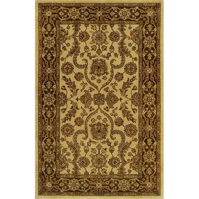 Hand tufted Mahal Ivory Wool Rug (83 x 113)