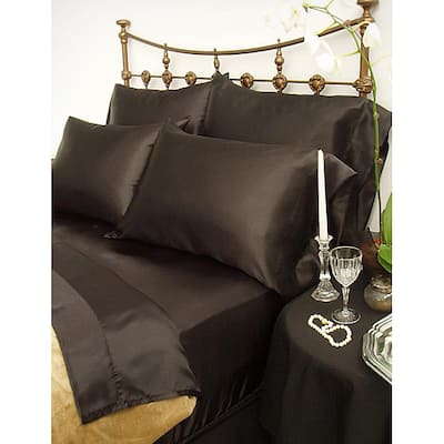 Charmeuse Black Satin 4-piece Queen-size Comforter Set