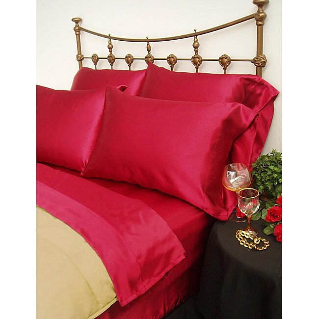 Charmeuse Red Satin 4piece California Kingsize Comforter Set Free