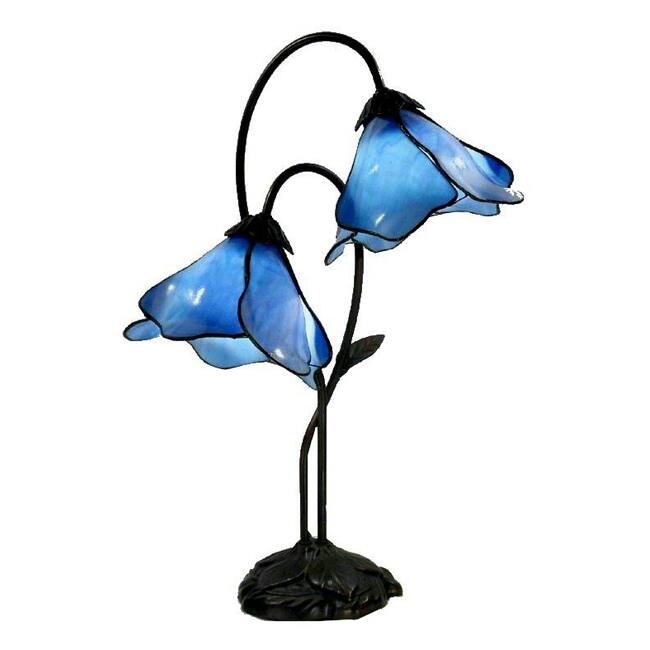 Double Accent Blue 2-light Bronze Table Lamp