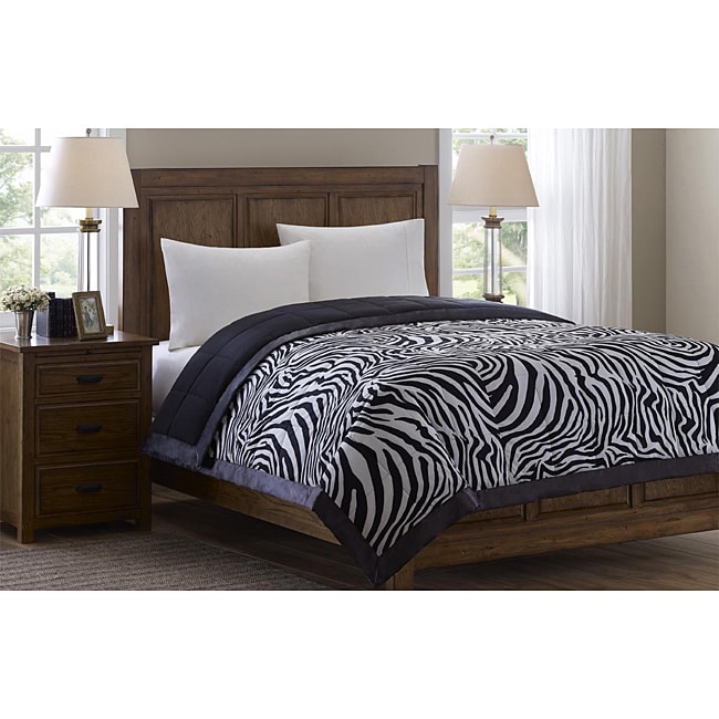 Softspun Zebra Microfiber Down Alternative Mini Comforter Set 