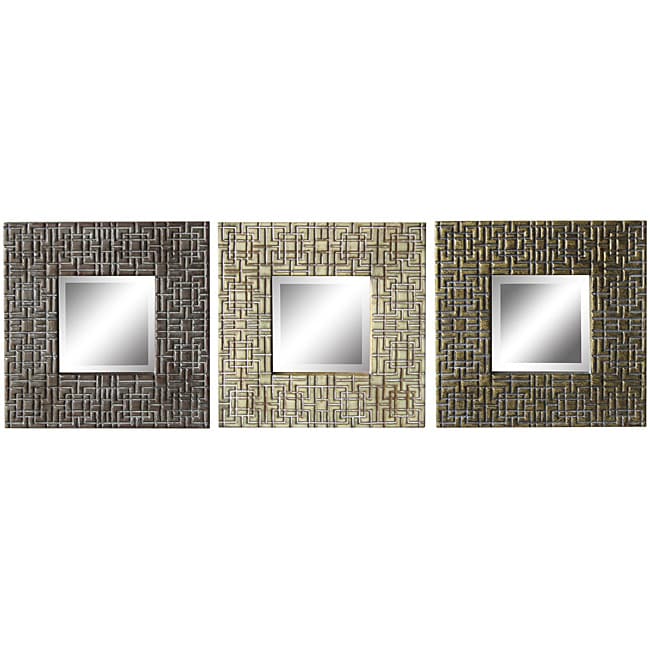 Antique Textured 16 inch Square Mirrors (Set of 3)  